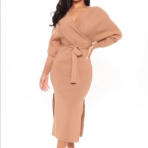Wrapped All Around Me Midi Sweater Dres